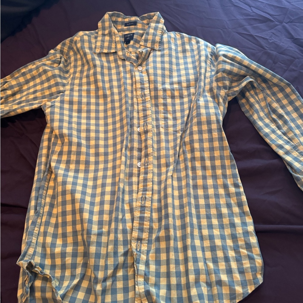 J. Crew Blue and White Casual Button Down Shirt